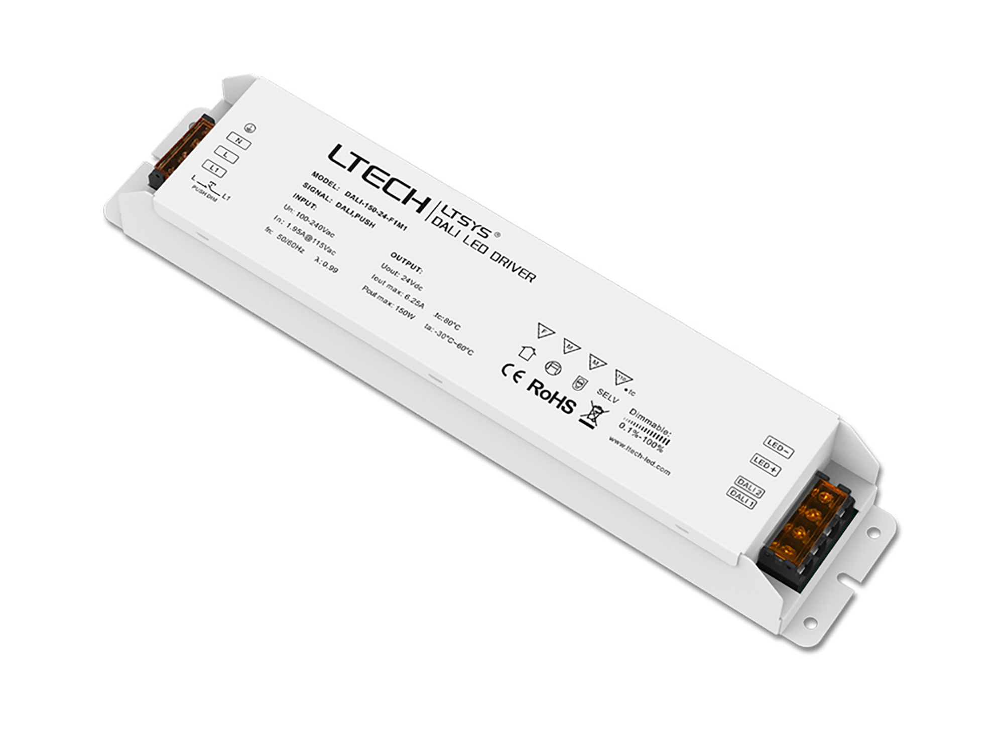 DALI-150-24-F1M1  DALI Push Dim PWM 1-15W Current Dimmable Driver DC:10-54V